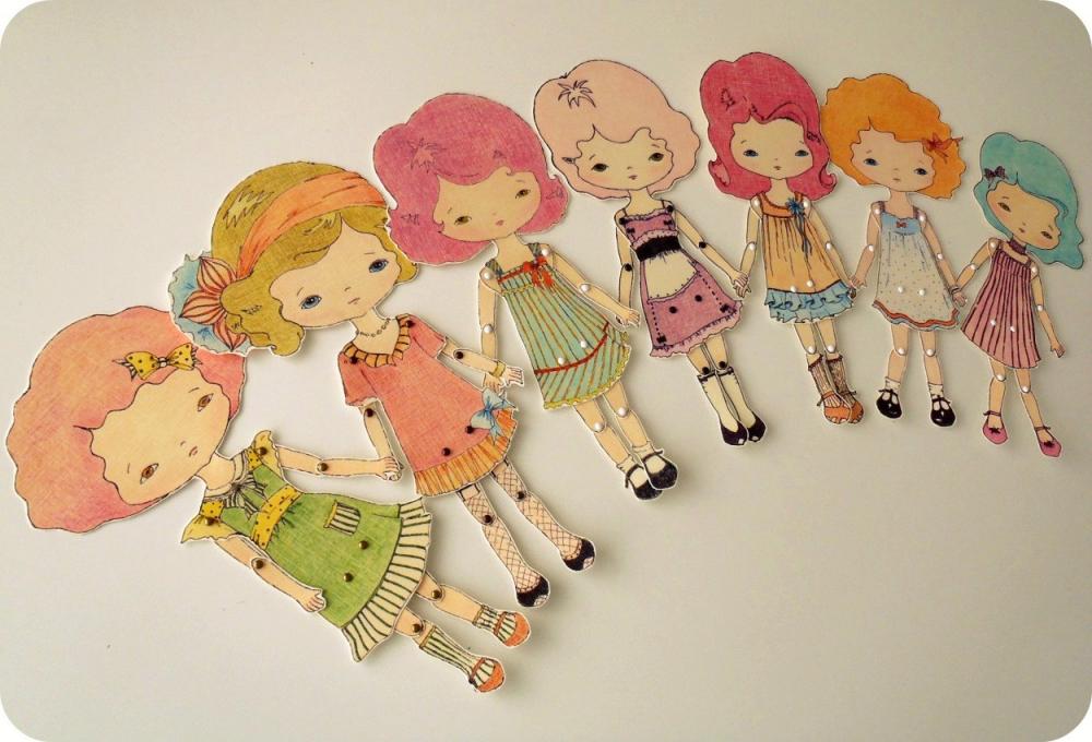Set of Six Colour-Your-Own Printable Paper Dolls